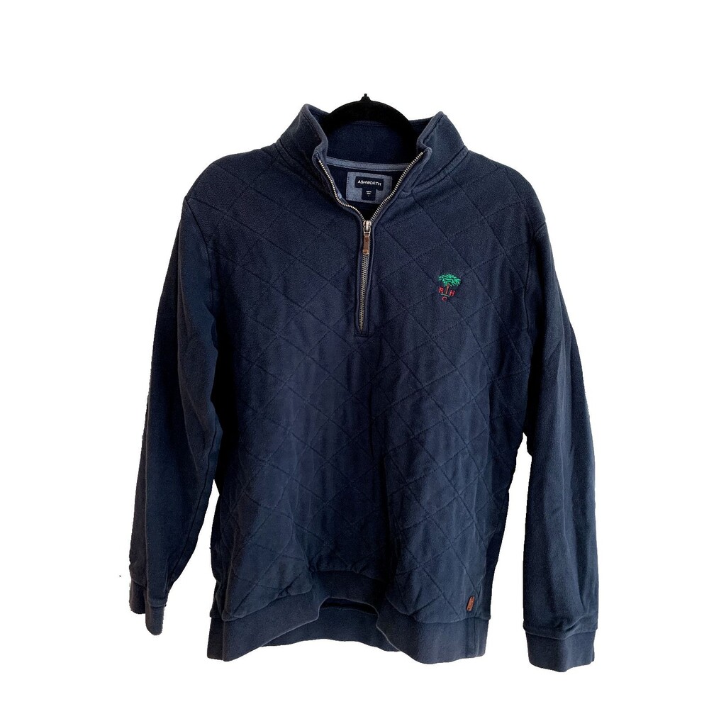 Ashworth - Round Hill Club Quarter Zip Navy Pattern Great Shape